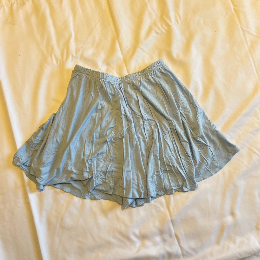 Super soft & flowy baby blue mini skort. Shorts inside! #skort #babyblue